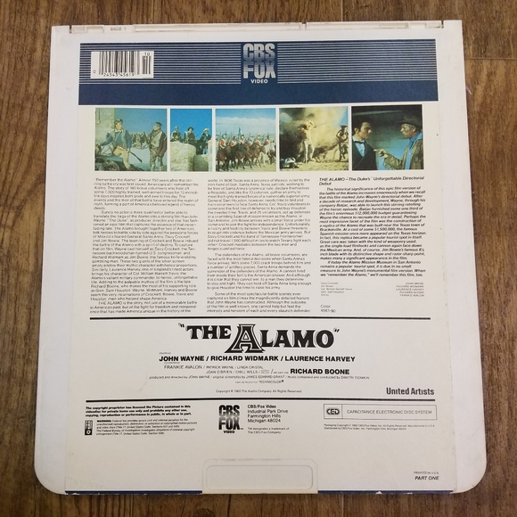 Capacitance Electronic Disc The Alamo CED John Wayne disc 1 - Picture 2 of 3